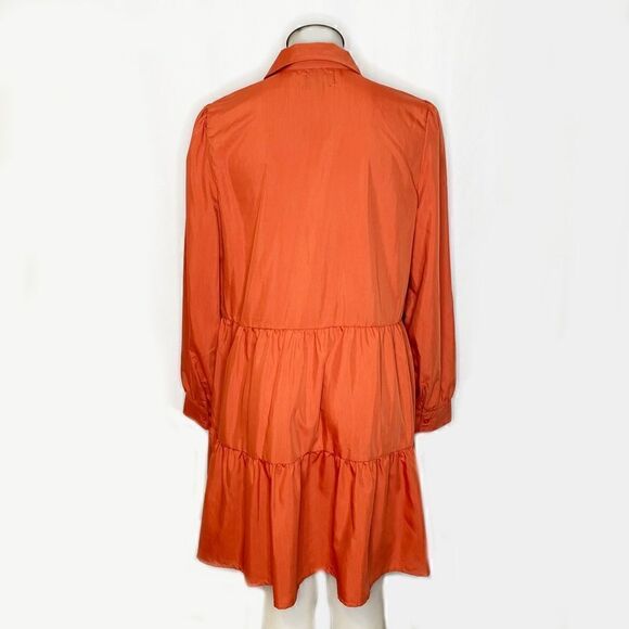 NWT Burnt Orange Tier Dress With Collar 💚🌻 - Picture 2 of 8